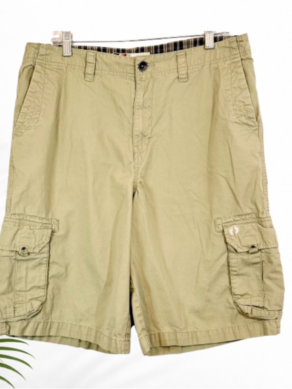 Hang Ten Men’s Khaki Cargo Shorts Size 34 100% Cotton Casual